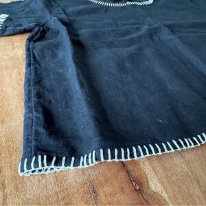 Rachel Zoe Black Linen Top with White Trim